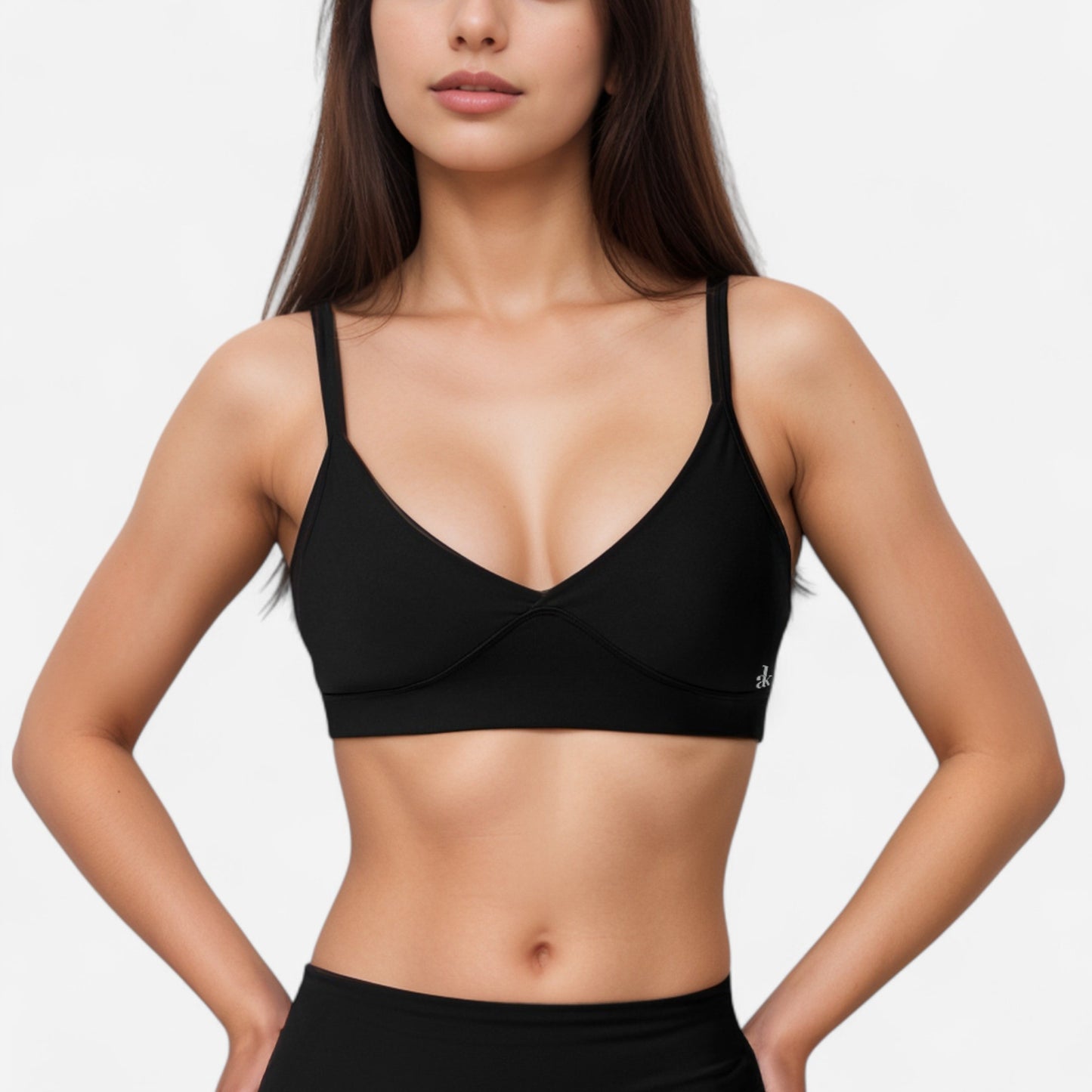 Anna-Kaci Active Women's V-Neck Bralette Sports Bra with Thin Adjustable Straps and Seam Detail for Light Support