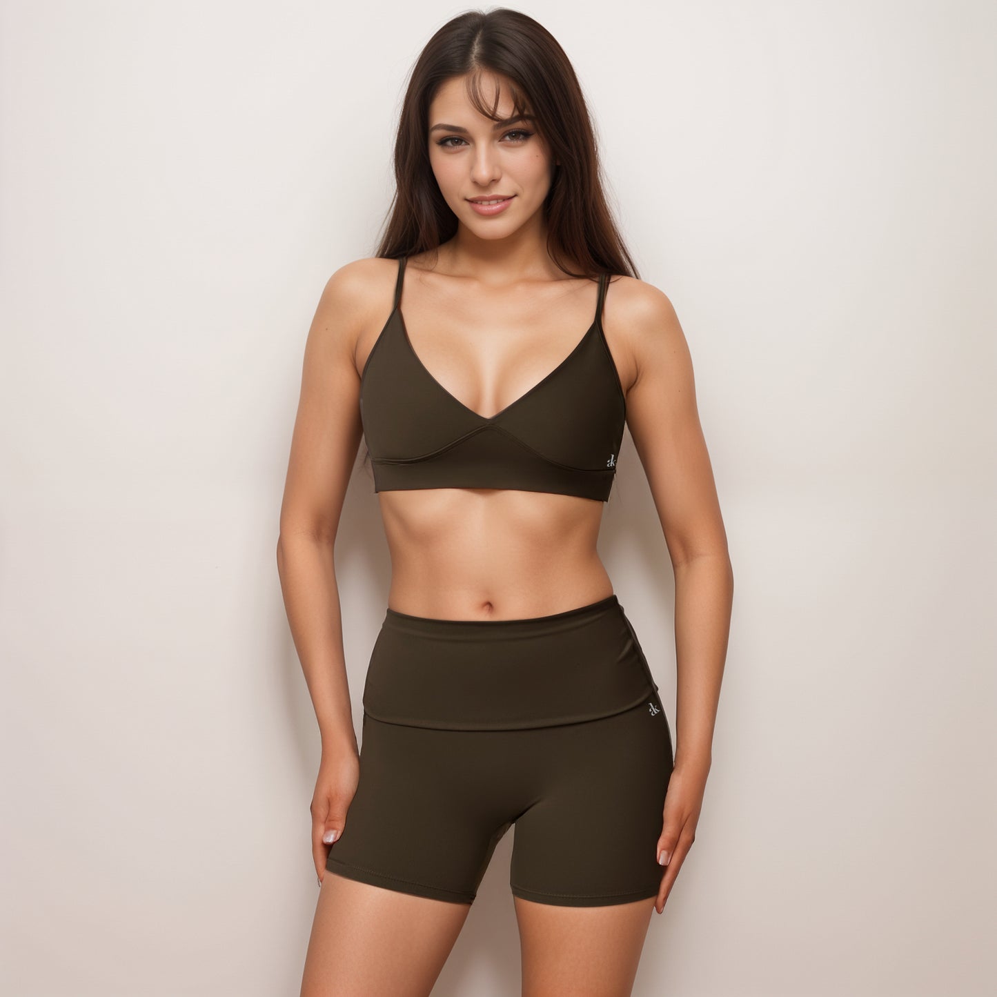 Anna-Kaci Active Women's V-Neck Bralette Sports Bra with Thin Adjustable Straps and Seam Detail for Light Support