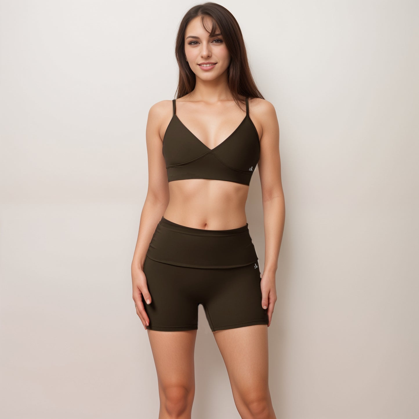 Anna-Kaci Active Women's V-Neck Bralette Sports Bra with Thin Adjustable Straps and Seam Detail for Light Support