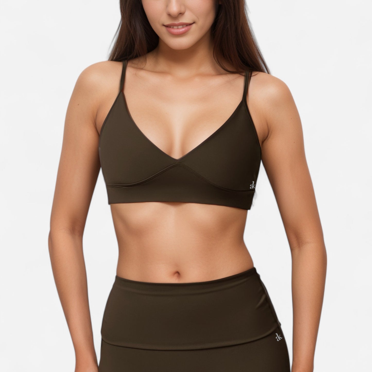 Anna-Kaci Active Women's V-Neck Bralette Sports Bra with Thin Adjustable Straps and Seam Detail for Light Support