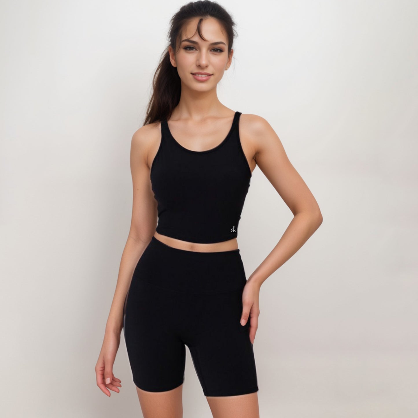 Anna-Kaci Active Women's Scoop Neck Cropped Activewear Tank Top with Wide Straps and Clean Hem Detail