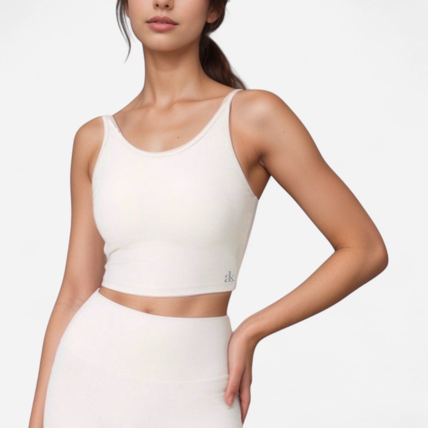 Anna-Kaci Active Women's Scoop Neck Cropped Activewear Tank Top with Wide Straps and Clean Hem Detail