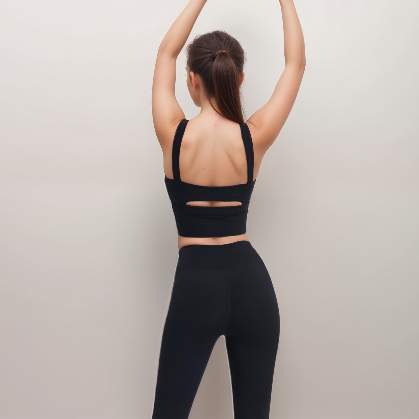 Anna-Kaci Women's Square Neck Active Crop Tank Top with Contour Seams Wide Straps and Sculpting Stretch Performance Fabric
