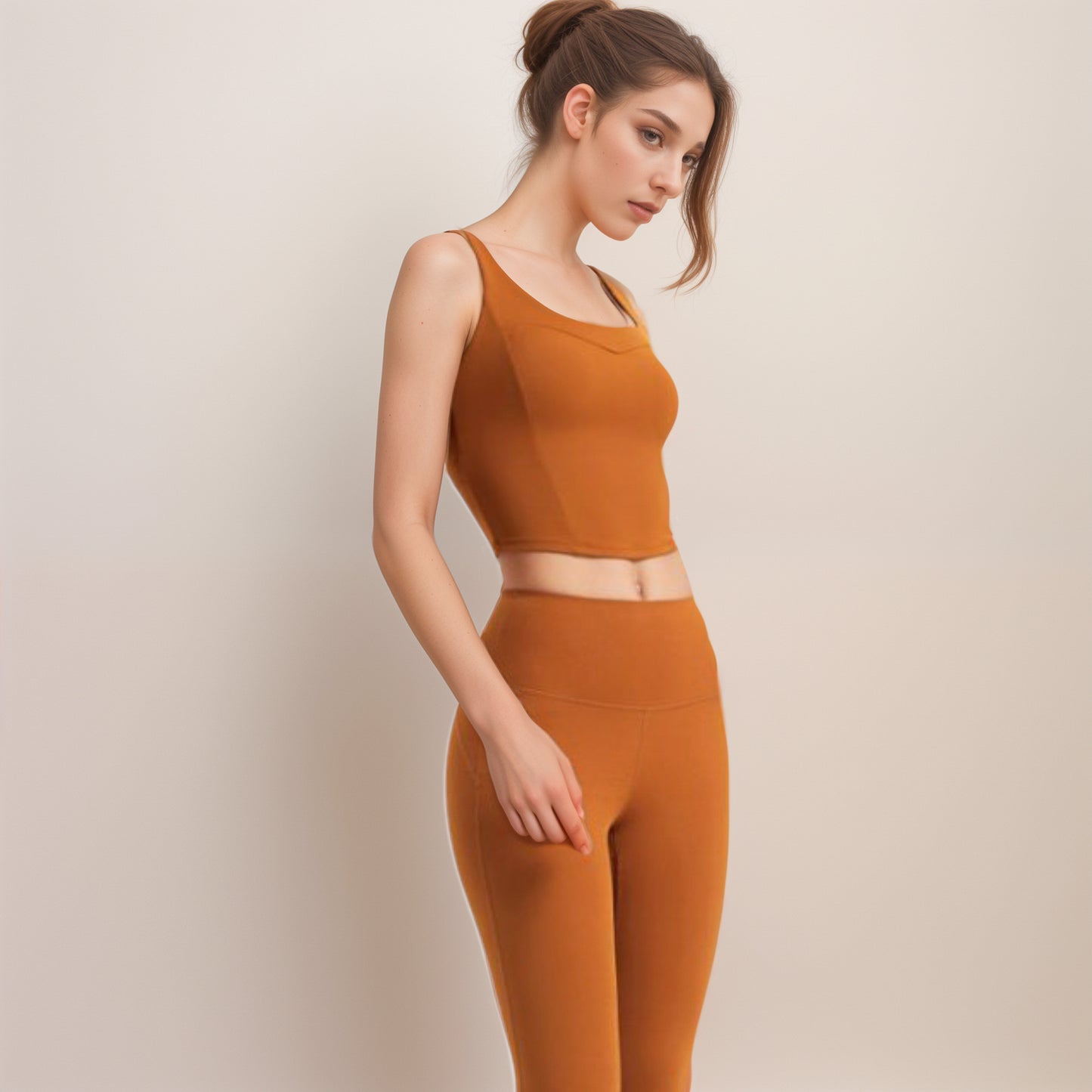 Anna-Kaci Women's Square Neck Active Crop Tank Top with Contour Seams Wide Straps and Sculpting Stretch Performance Fabric
