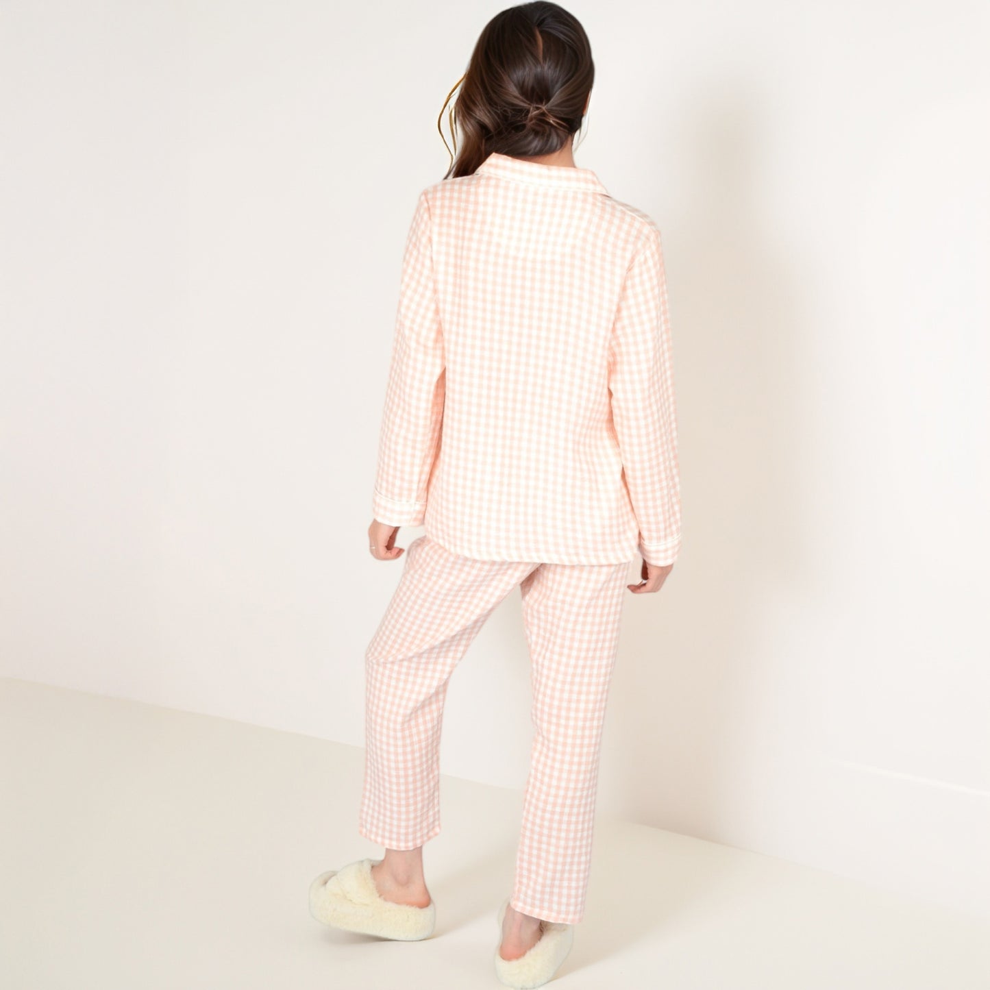 Anna-Kaci Women's Gingham Long Sleeve Pajama Set with Colorful Buttons Chest Pocket and Relaxed Fit Straight Pants