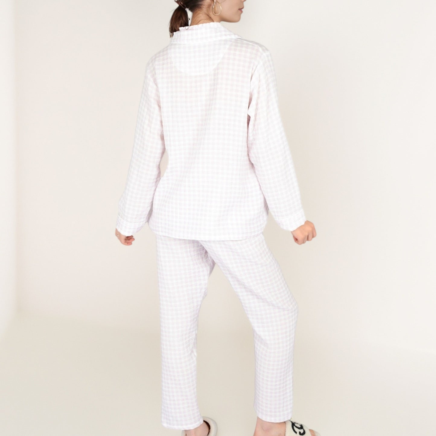 Anna-Kaci Women's Gingham Long Sleeve Pajama Set with Colorful Buttons Chest Pocket and Relaxed Fit Straight Pants