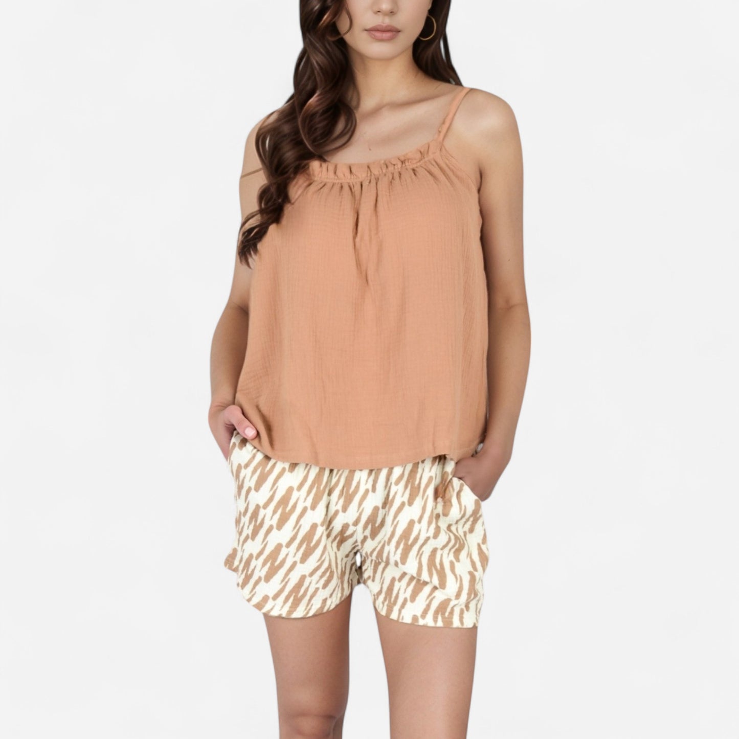 Anna-Kaci Lounge Women's Floral Print Sleepwear Set with Spaghetti Strap Tank and Solid Elastic Waist Shorts