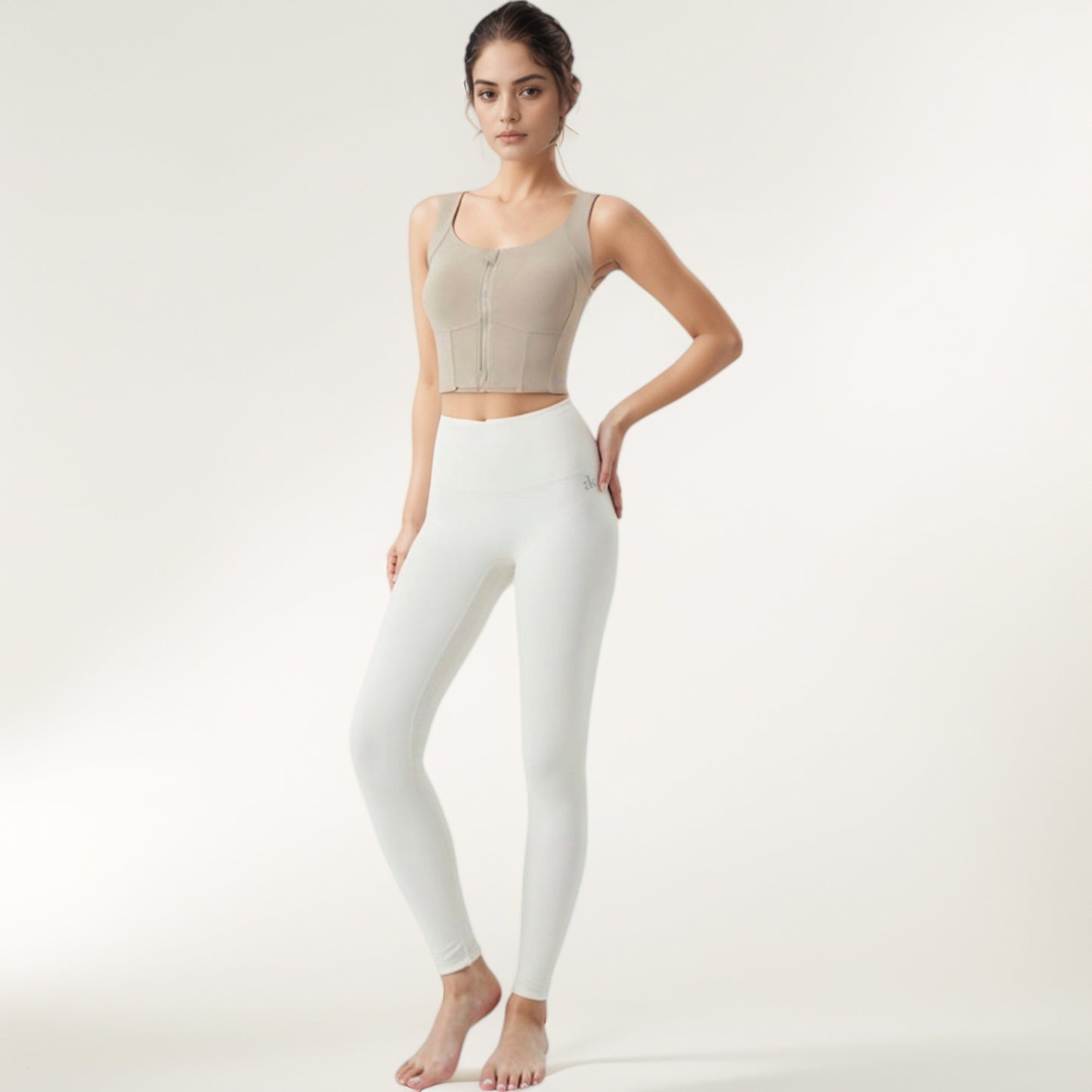 Anna-Kaci Women's Zip-Up Cropped Athletic Tank Top with Built-In Bra and Contoured Seam Design