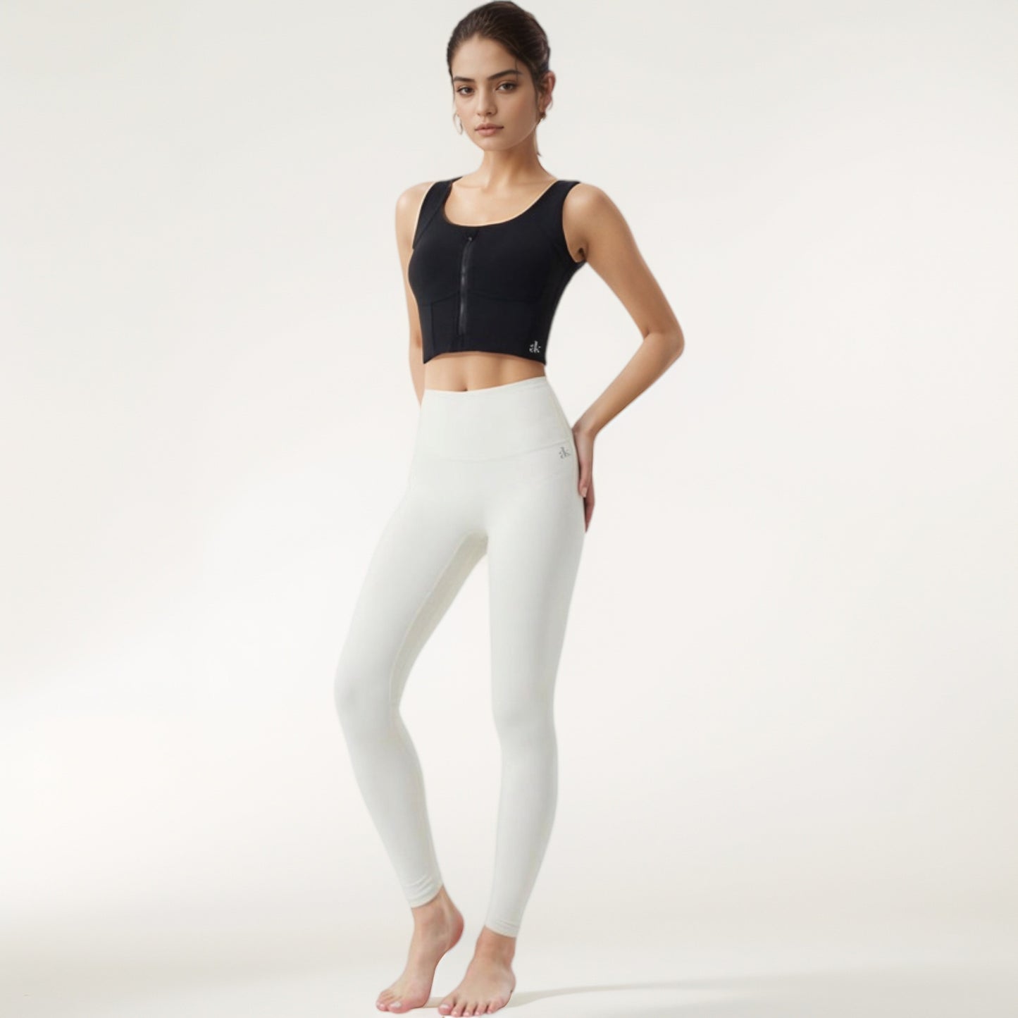 Anna-Kaci Women's Zip-Up Cropped Athletic Tank Top with Built-In Bra and Contoured Seam Design