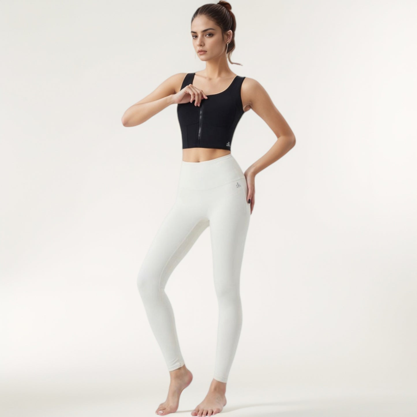 Anna-Kaci Women's Zip-Up Cropped Athletic Tank Top with Built-In Bra and Contoured Seam Design