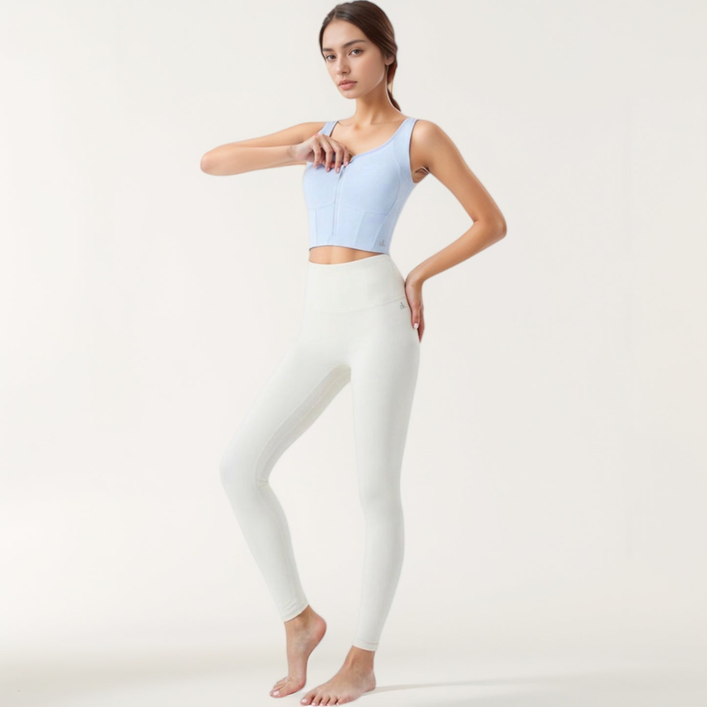 Anna-Kaci Women's Zip-Up Cropped Athletic Tank Top with Built-In Bra and Contoured Seam Design