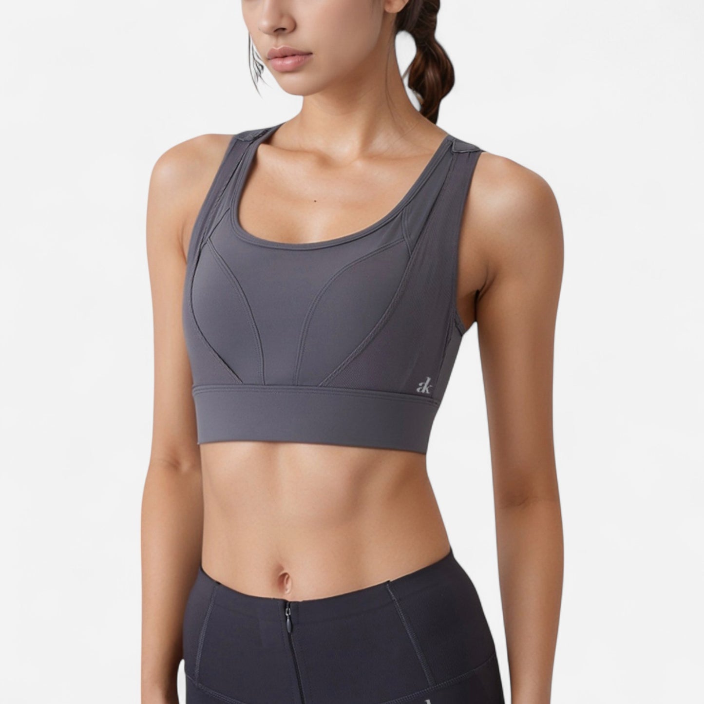 Anna-Kaci Women's High Support Athletic Sports Bra with Scoop Neck and Wide Adjustable Straps