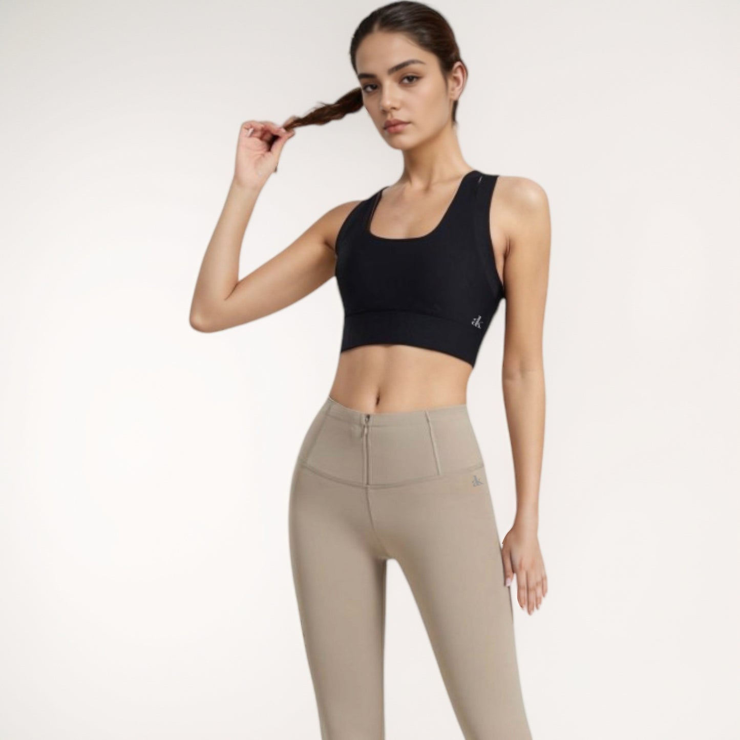 Anna-Kaci Women's Scoop Neck Sports Bra with Wide Shoulder Straps and Seamless Fitted Design