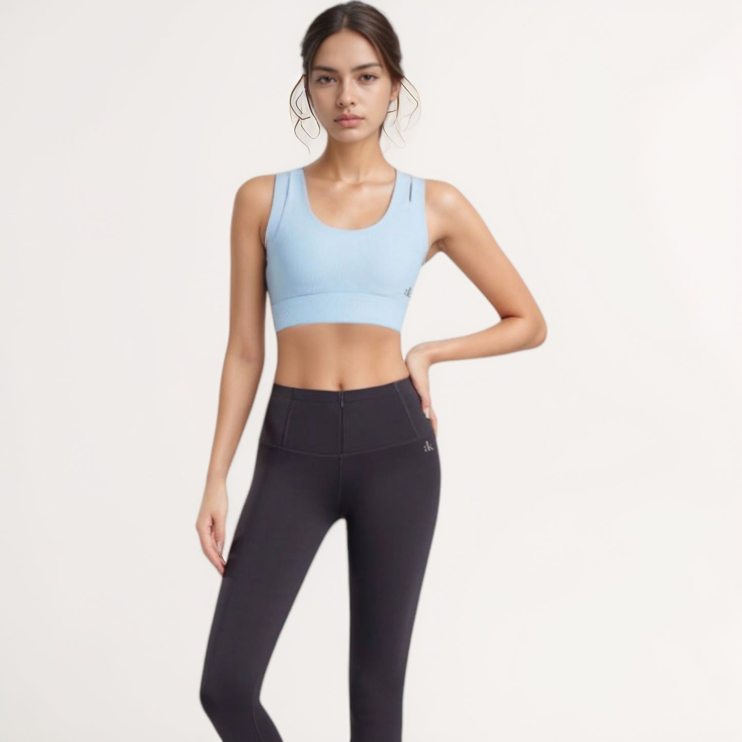 Anna-Kaci Women's Scoop Neck Sports Bra with Wide Shoulder Straps and Seamless Fitted Design
