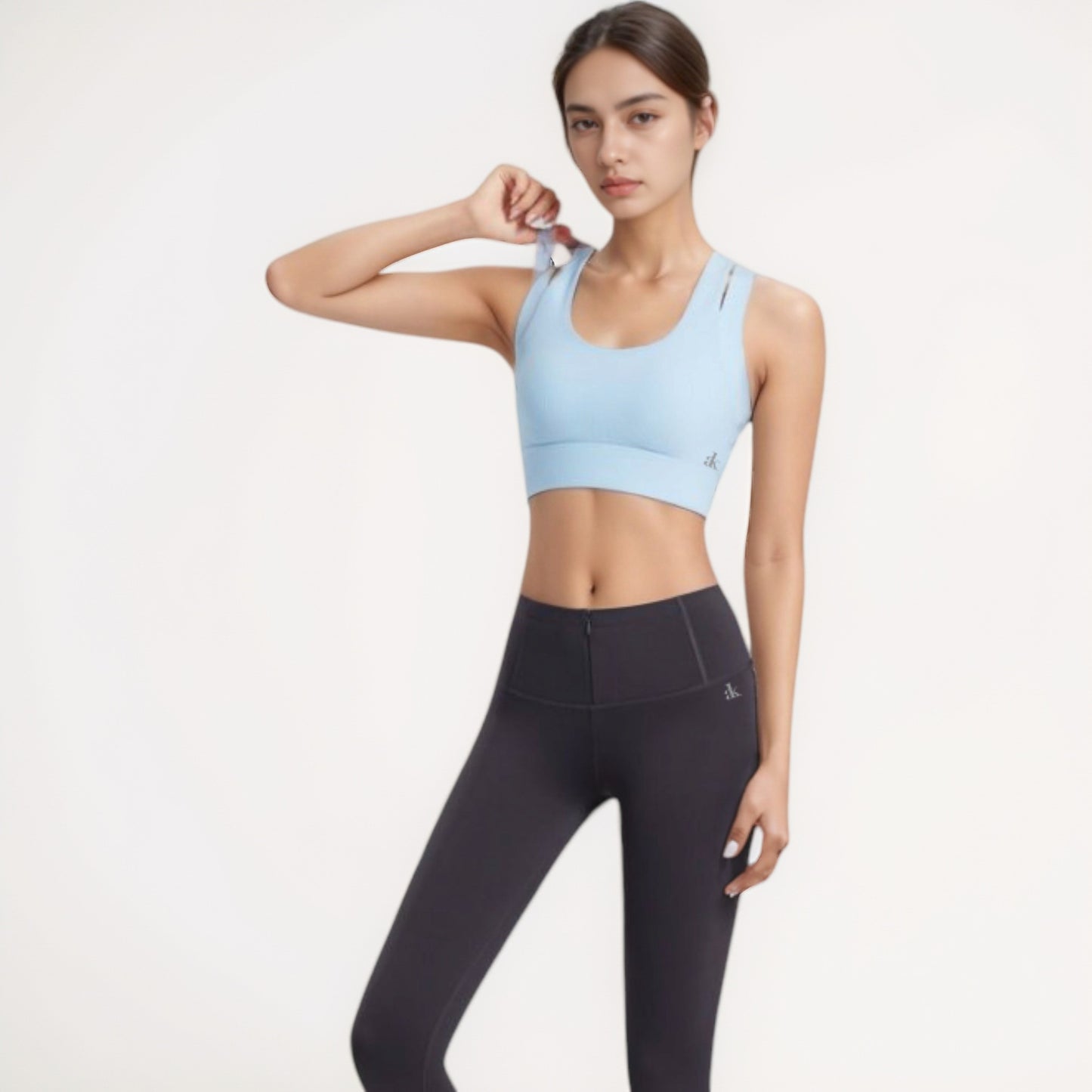 Anna-Kaci Women's Scoop Neck Sports Bra with Wide Shoulder Straps and Seamless Fitted Design