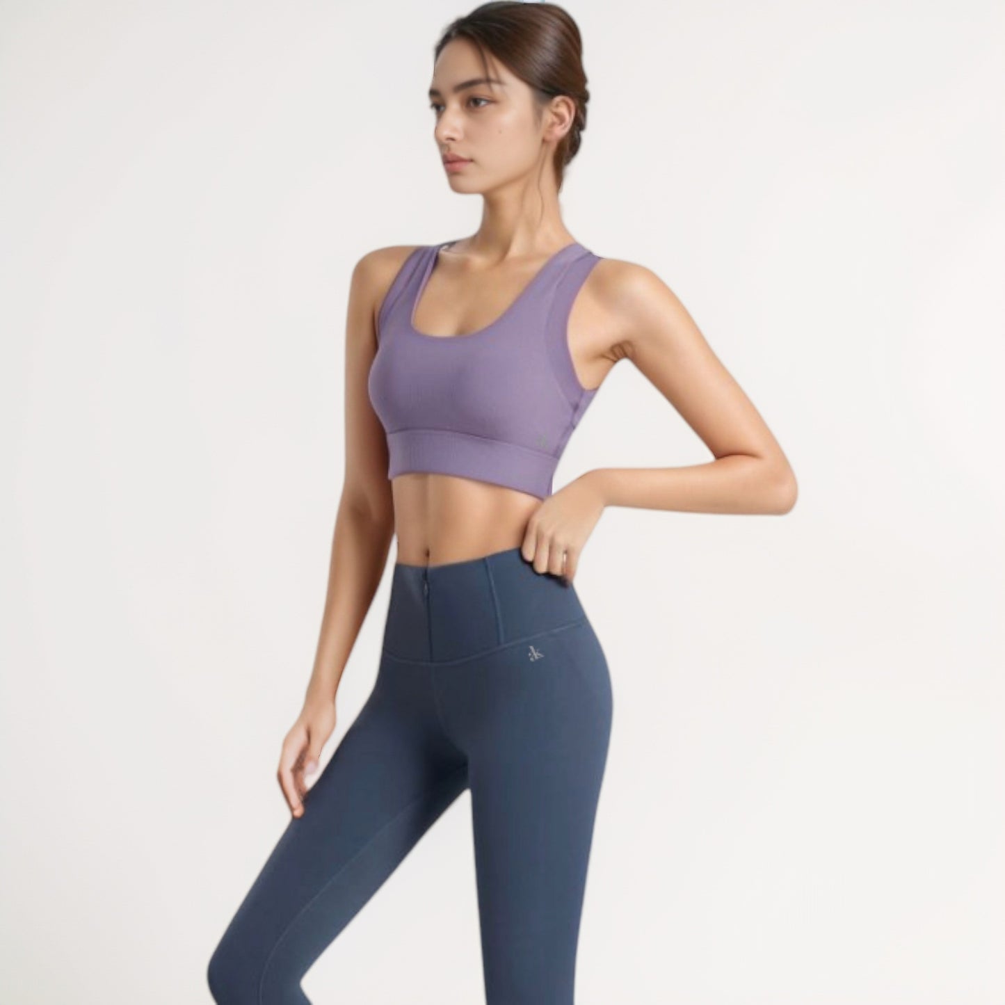 Anna-Kaci Women's Scoop Neck Sports Bra with Wide Shoulder Straps and Seamless Fitted Design