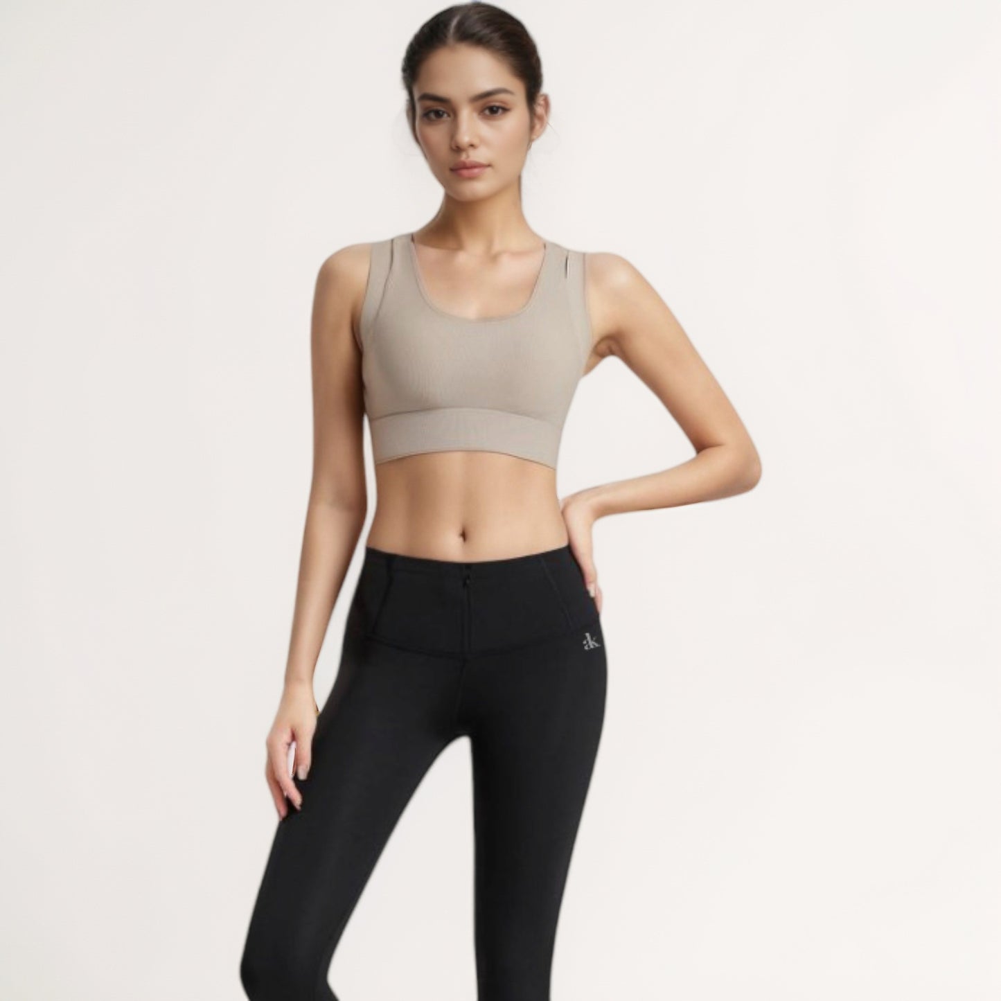 Anna-Kaci Women's Scoop Neck Sports Bra with Wide Shoulder Straps and Seamless Fitted Design