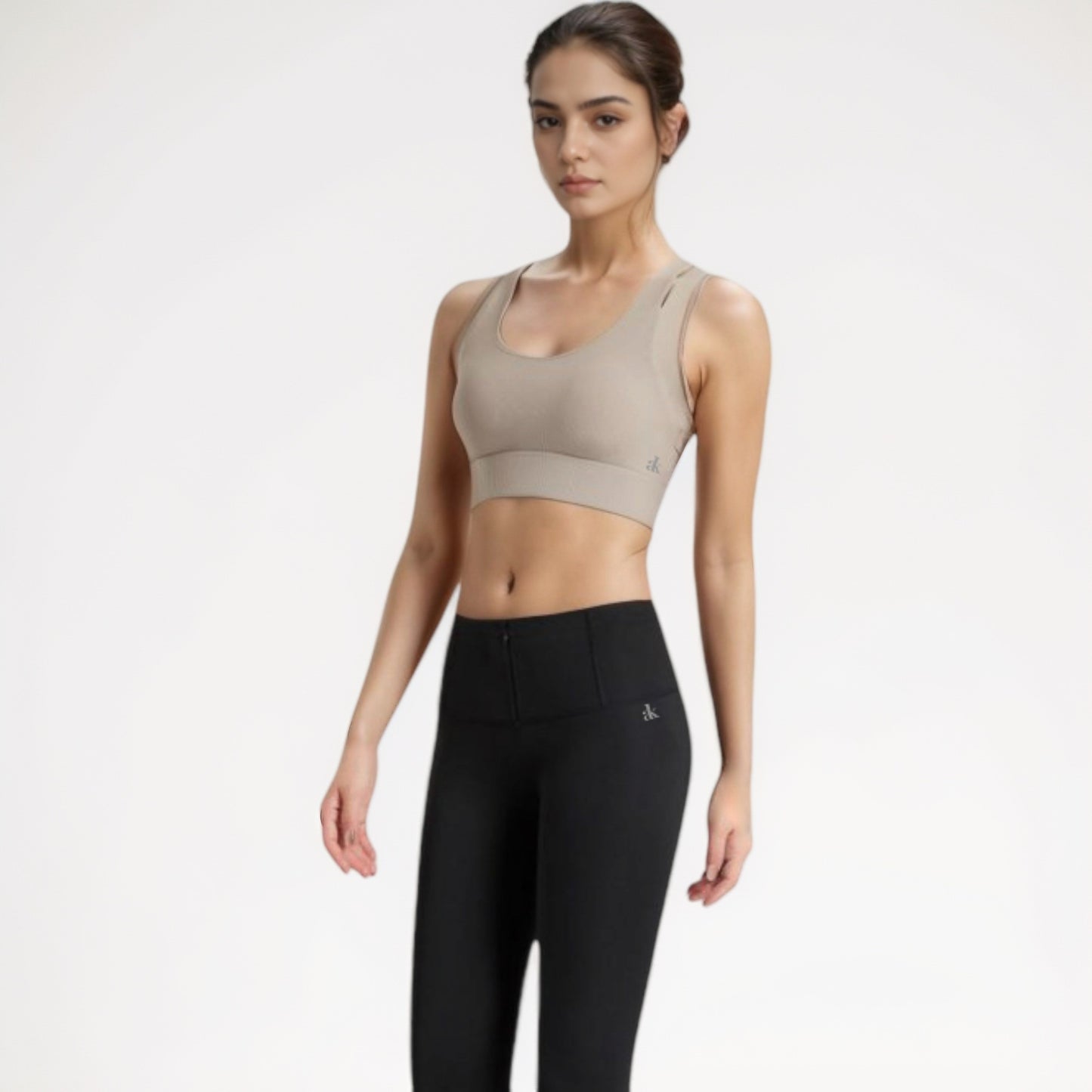 Anna-Kaci Women's Scoop Neck Sports Bra with Wide Shoulder Straps and Seamless Fitted Design