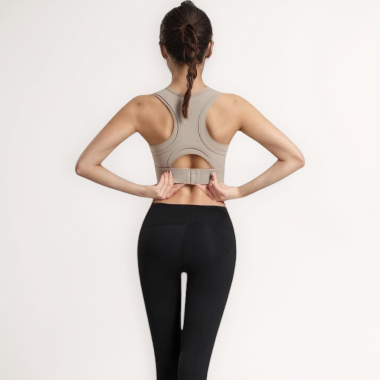 Anna-Kaci Women's Scoop Neck Sports Bra with Wide Shoulder Straps and Seamless Fitted Design