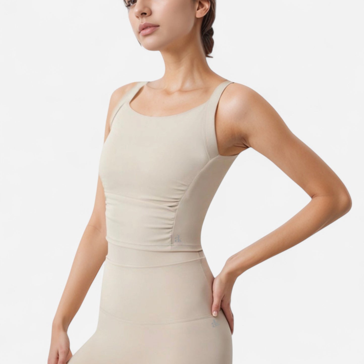 Anna-Kaci Women's Square Neck Cropped Sports Tank Top with Wide Shoulder Straps and Smooth Seamless Finish
