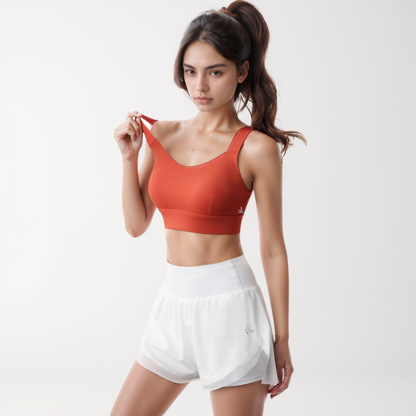 Anna-Kaci Women's Adjustable Hook Back Sports Bra with Wide Shoulder Straps and Scoop Neck Front Design