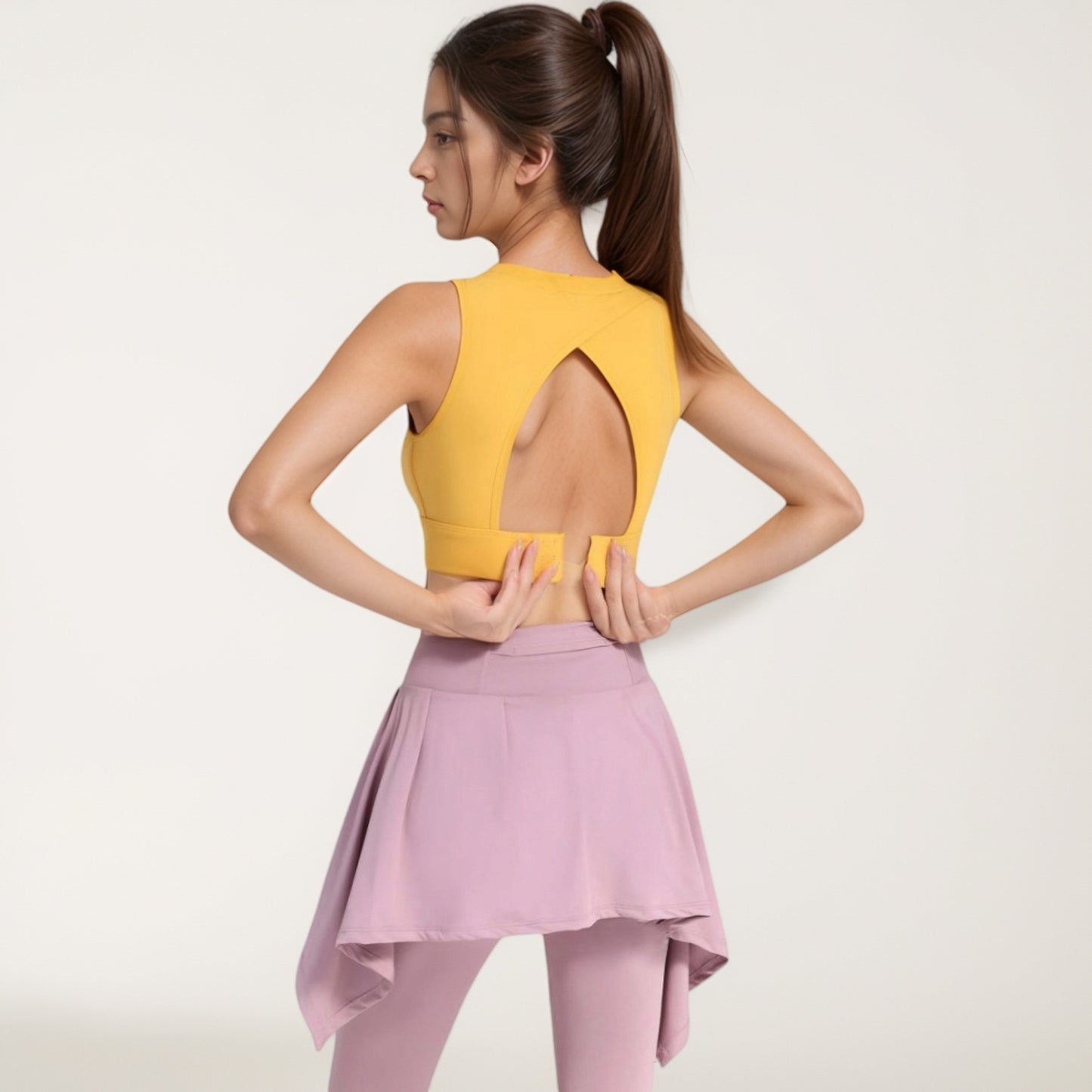 Anna-Kaci Women's Crisscross Back Sports Bra with Cutout Detail and Adjustable Hook Closure