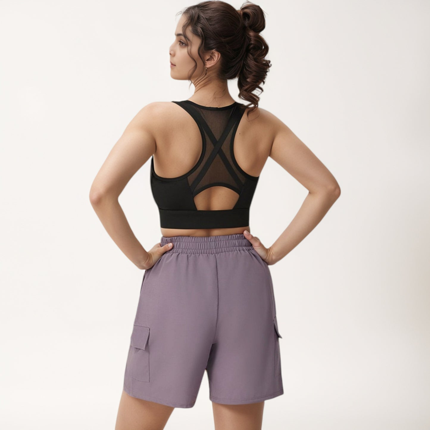 Anna-Kaci Women's Front Zip Crop Sports Bra with Scoop Neckline and Wide Shoulder Straps for Medium Support