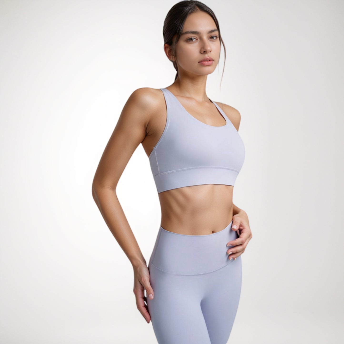 Anna-Kaci Women's Scoop Neck Sports Bra with Wide Shoulder Straps and Elastic Band for Low to Medium Support