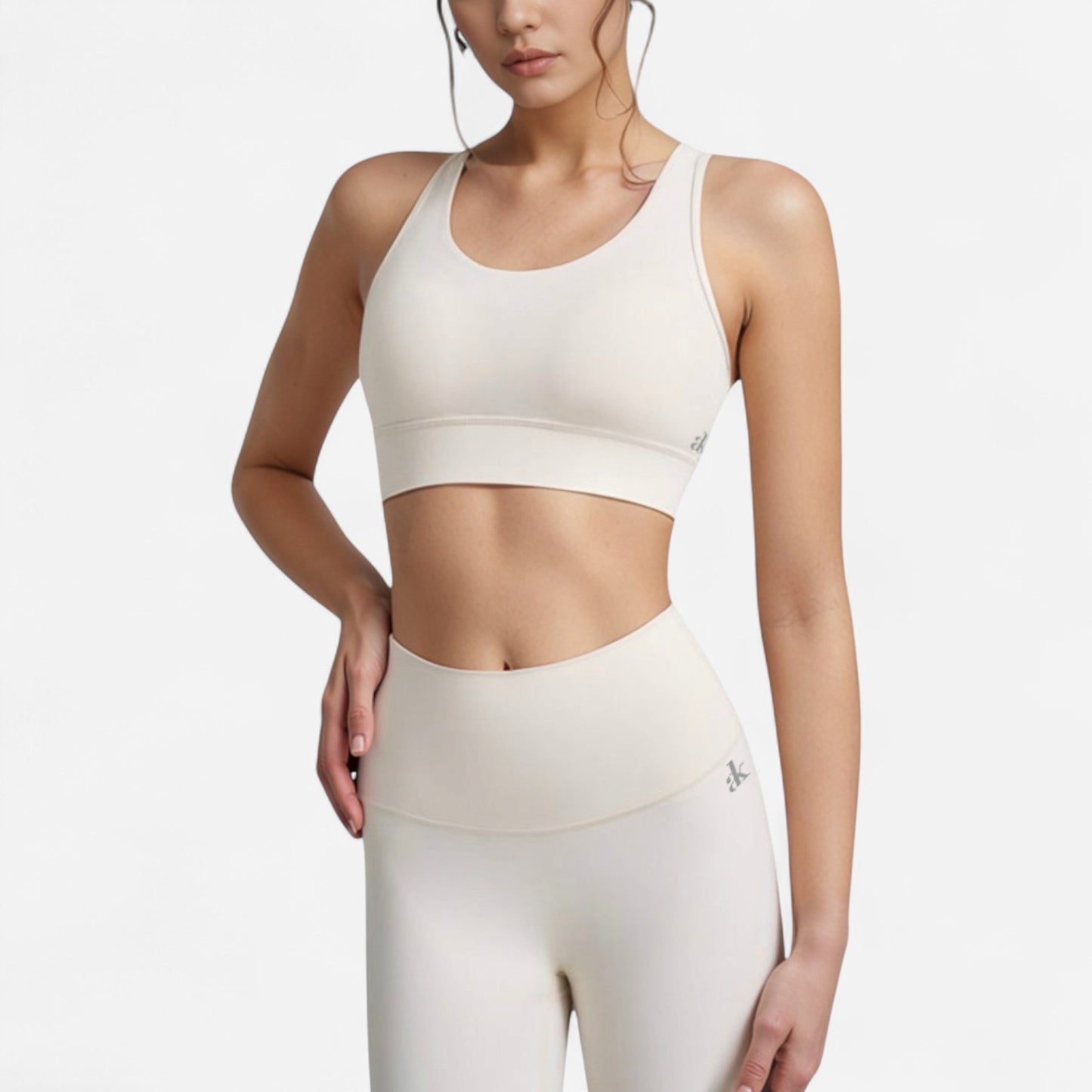 Anna-Kaci Women's Scoop Neck Sports Bra with Wide Shoulder Straps and Elastic Band for Low to Medium Support