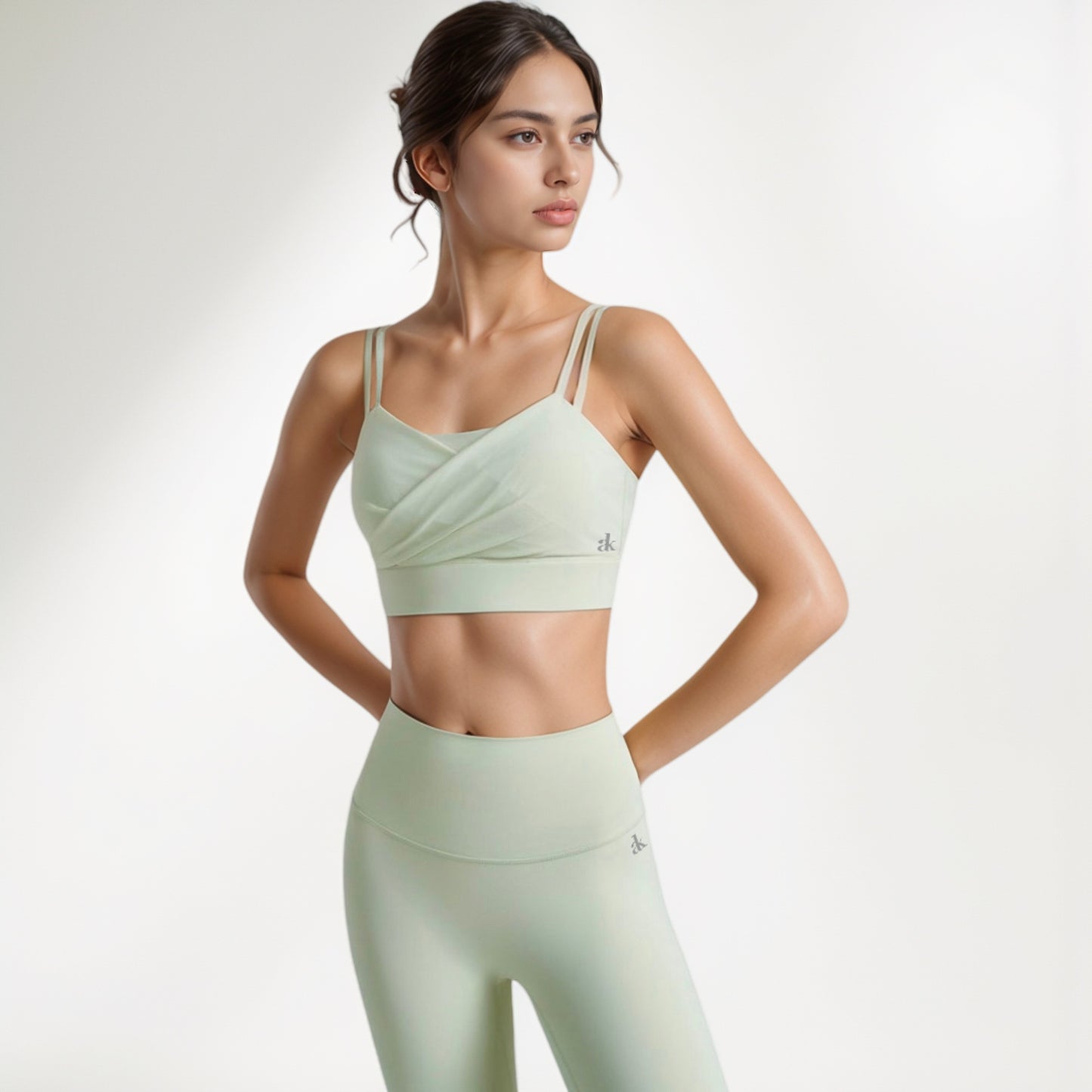 Anna-Kaci Women's Crisscross Sports Bra with Double Strap Design and Ruched Front Detail for Active Comfort