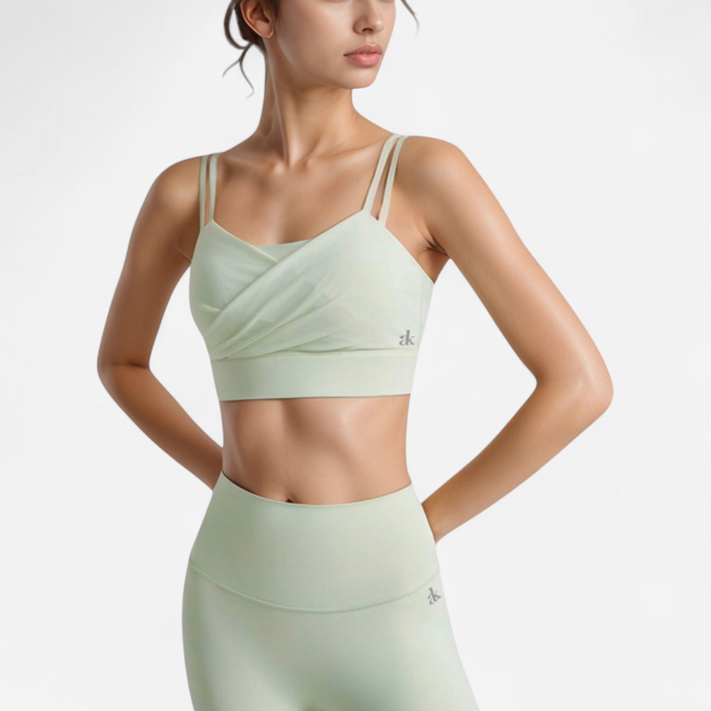 Anna-Kaci Women's Crisscross Sports Bra with Double Strap Design and Ruched Front Detail for Active Comfort