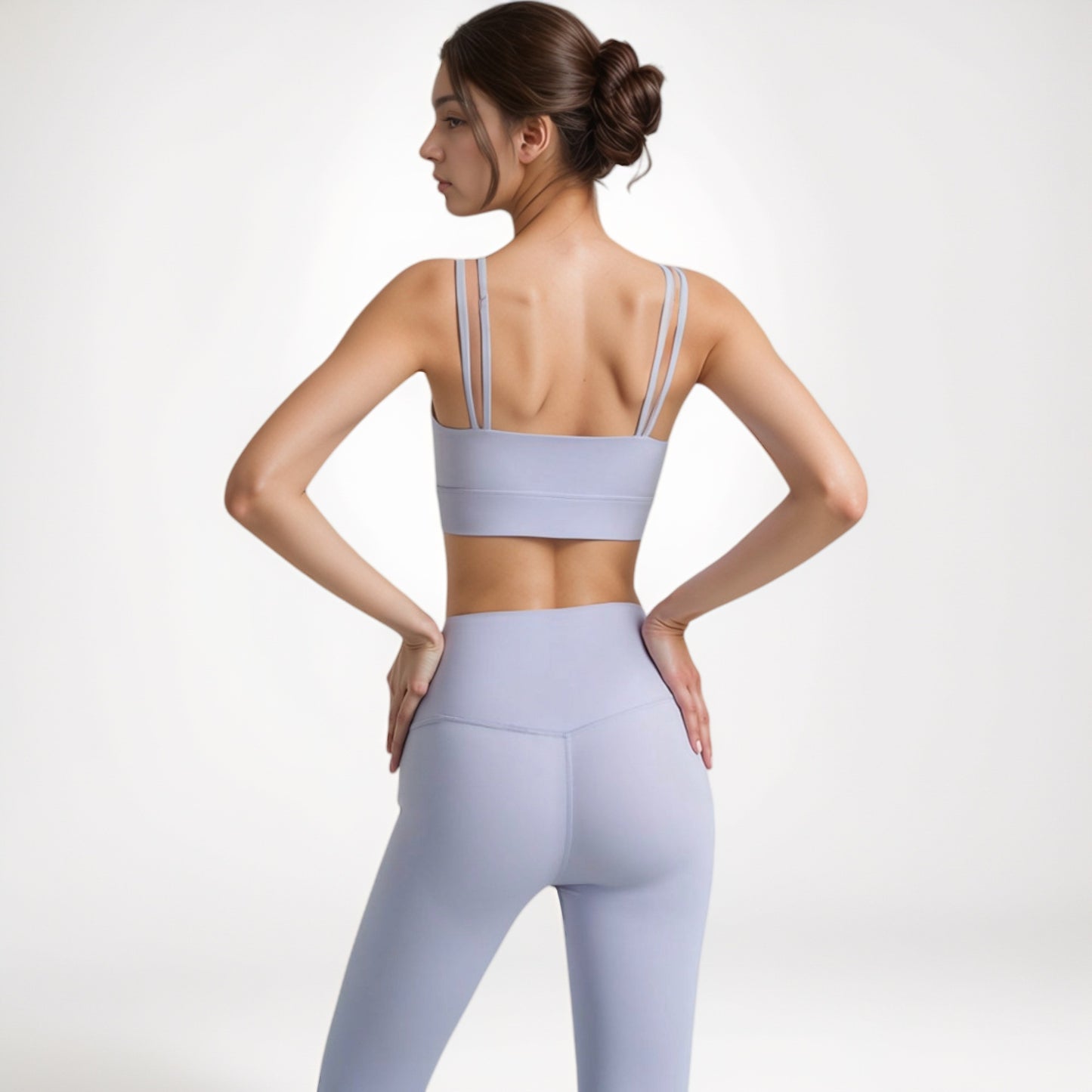 Anna-Kaci Women's Crisscross Sports Bra with Double Strap Design and Ruched Front Detail for Active Comfort