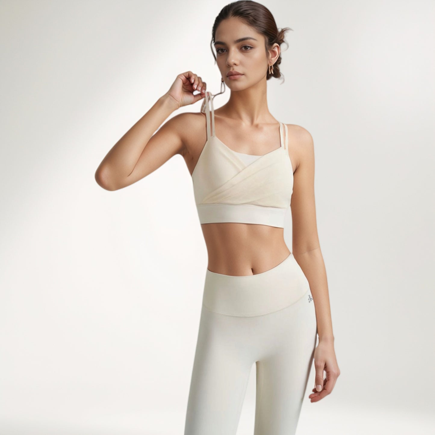 Anna-Kaci Women's Crisscross Sports Bra with Double Strap Design and Ruched Front Detail for Active Comfort