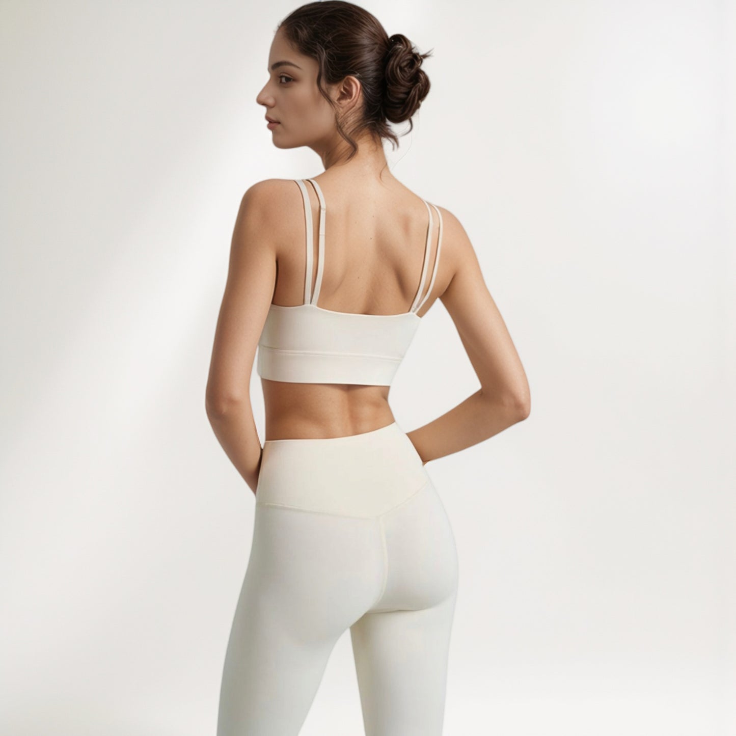 Anna-Kaci Women's Crisscross Sports Bra with Double Strap Design and Ruched Front Detail for Active Comfort