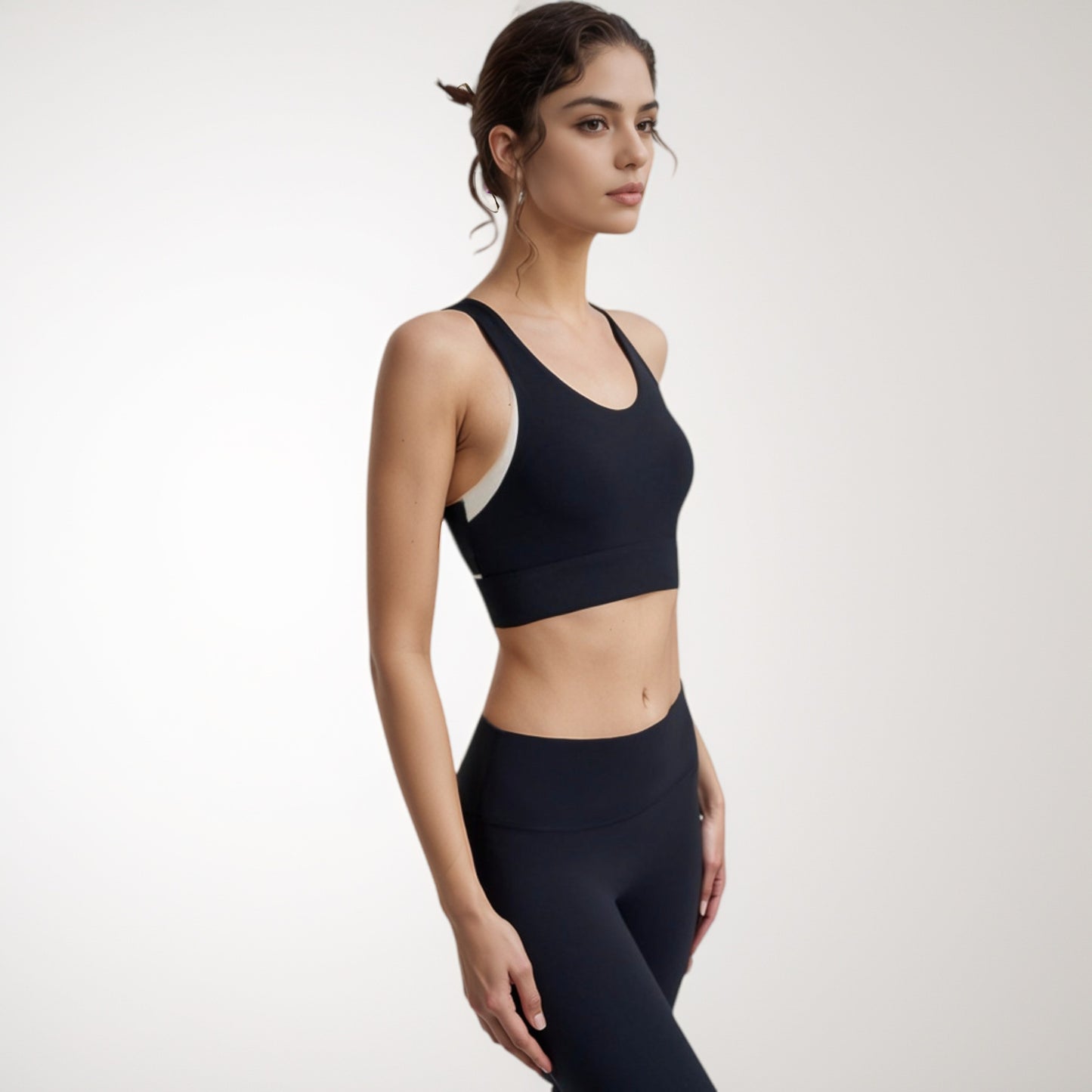 Anna-Kaci Women's Scoop Neck Sports Bra with Wide Shoulder Straps and Elastic Band for Medium Support