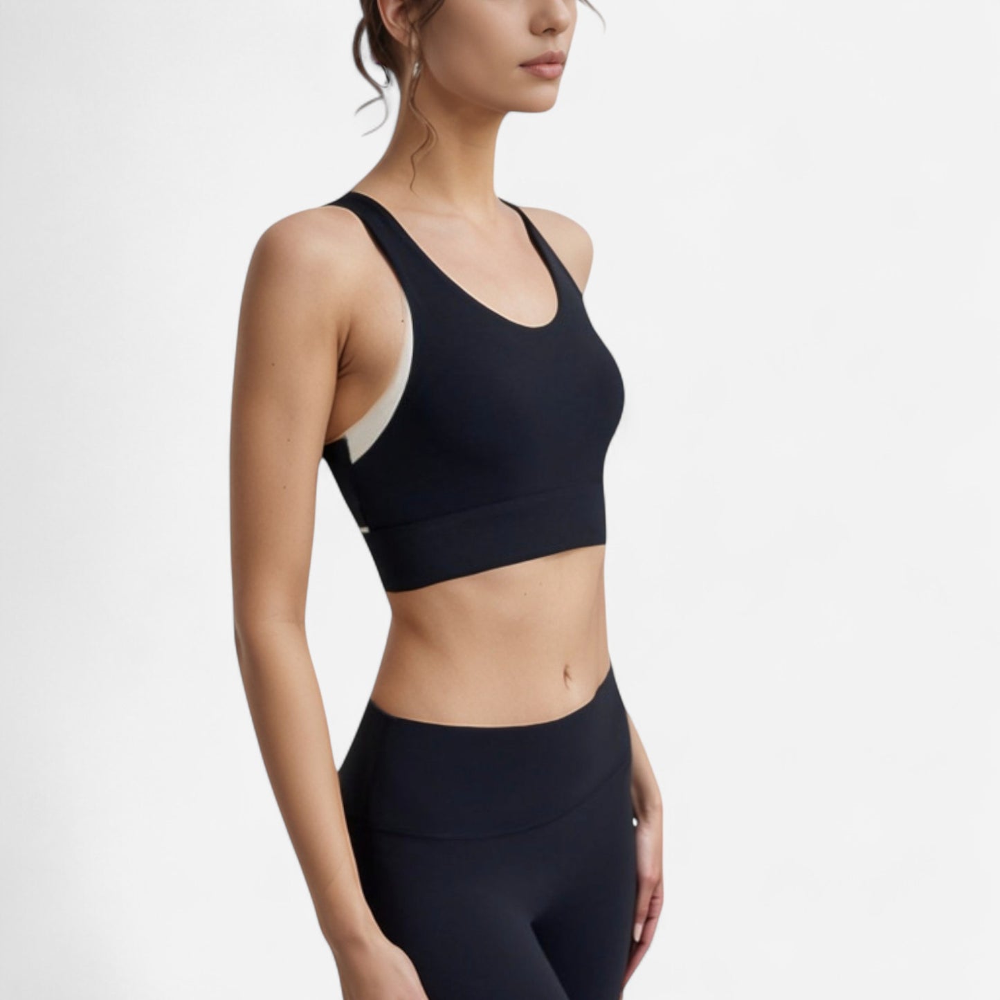 Anna-Kaci Women's Scoop Neck Sports Bra with Wide Shoulder Straps and Elastic Band for Medium Support