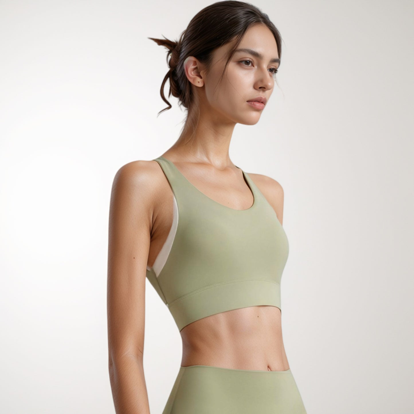 Anna-Kaci Women's Scoop Neck Sports Bra with Wide Shoulder Straps and Elastic Band for Medium Support