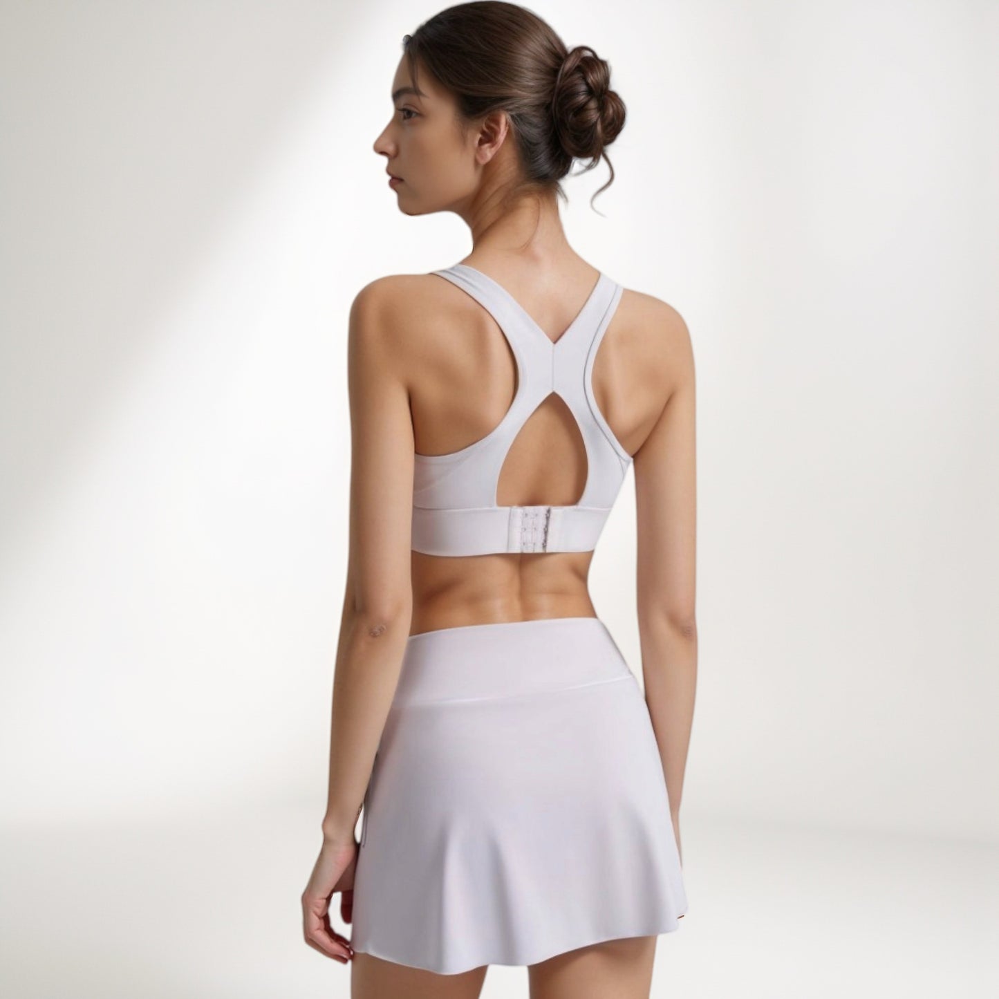 Anna-Kaci Women's V Crossover Waist Tennis Skort with Built-In Shorts and White Trim Detail