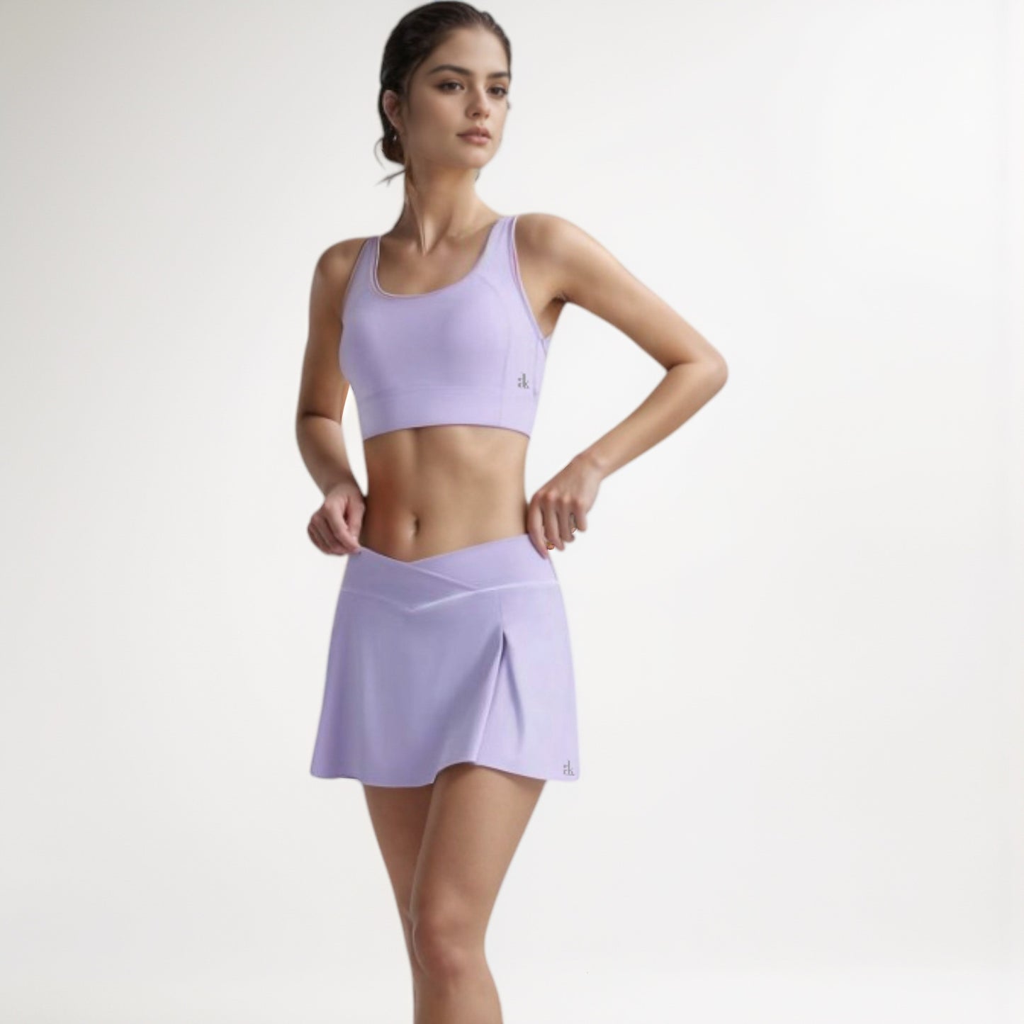 Anna-Kaci Women's V Crossover Waist Tennis Skort with Built-In Shorts and White Trim Detail