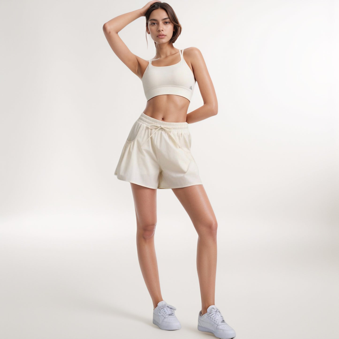 Anna-Kaci Women's High Waist Active Shorts with Drawstring Waistband Pleated Side Pockets and Relaxed Fit