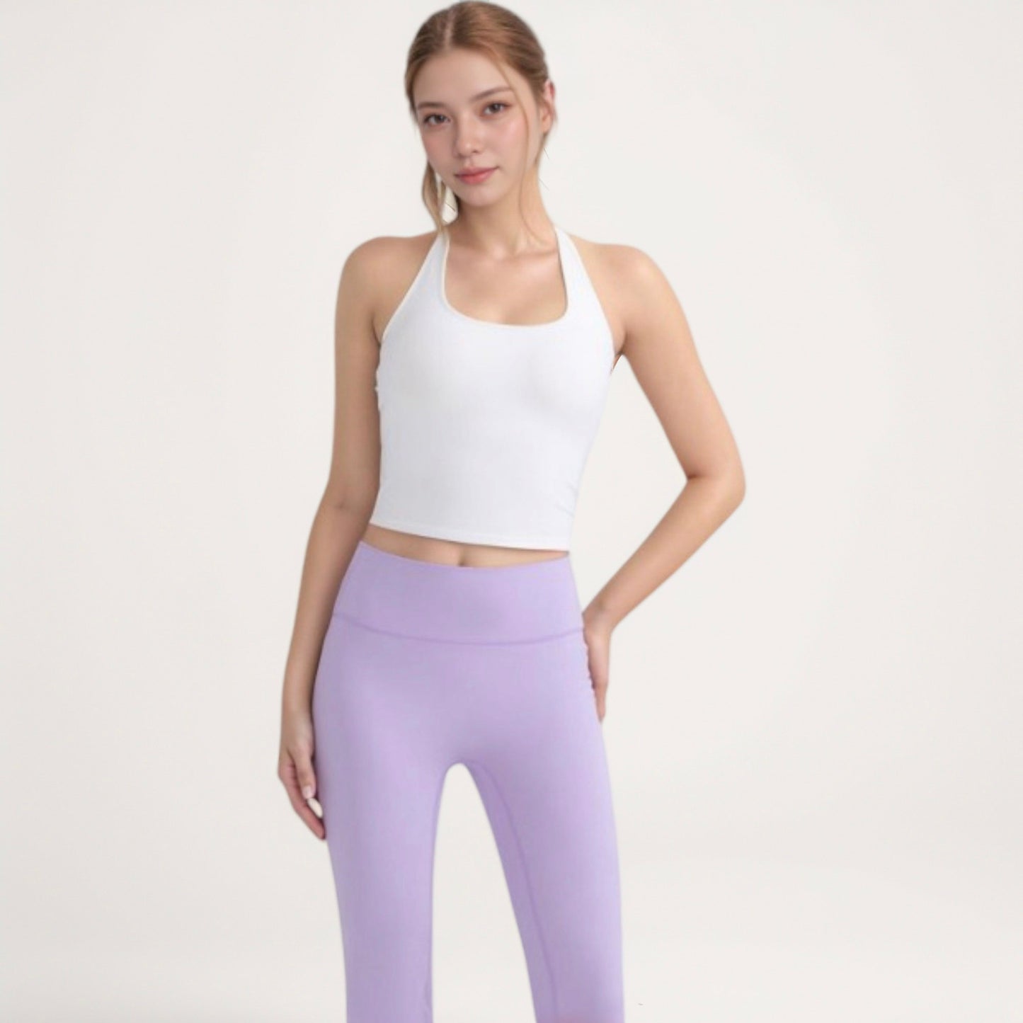 Anna-Kaci Active Women's Halter Neck Cropped Tank Top with Built-In Bra and Stretch Fabric for Workout or Casual Wear