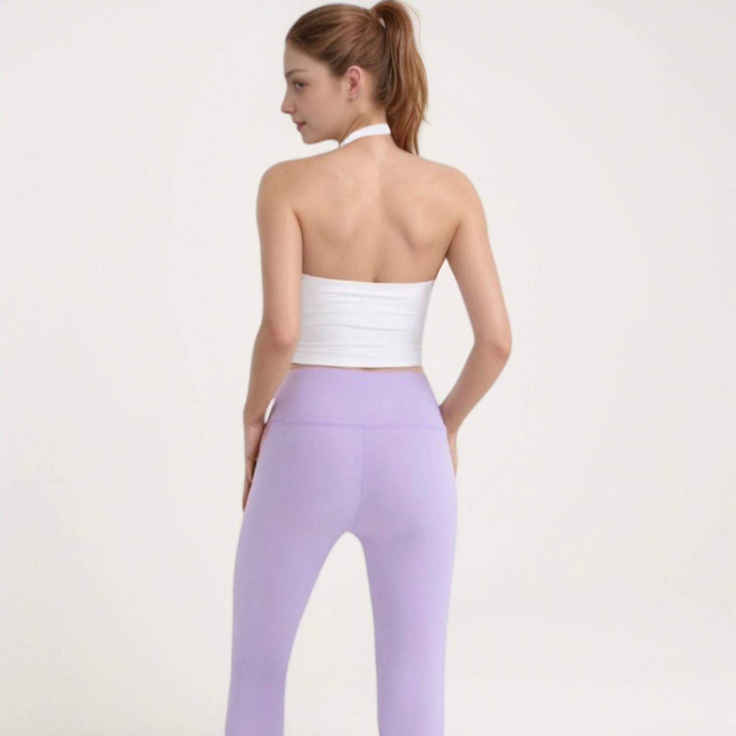 Anna-Kaci Active Women's Halter Neck Cropped Tank Top with Built-In Bra and Stretch Fabric for Workout or Casual Wear