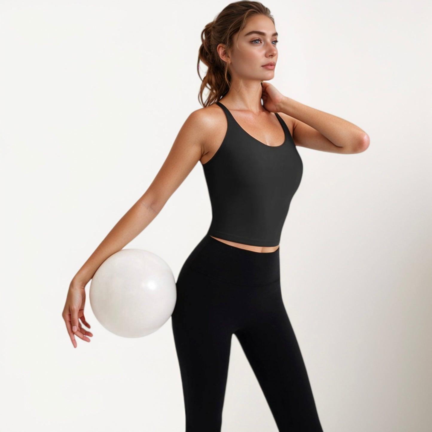 Anna-Kaci Active Women's V-Neck Cropped Tank Top with Spaghetti Straps and Built-In Bra for Yoga and Everyday Comfort