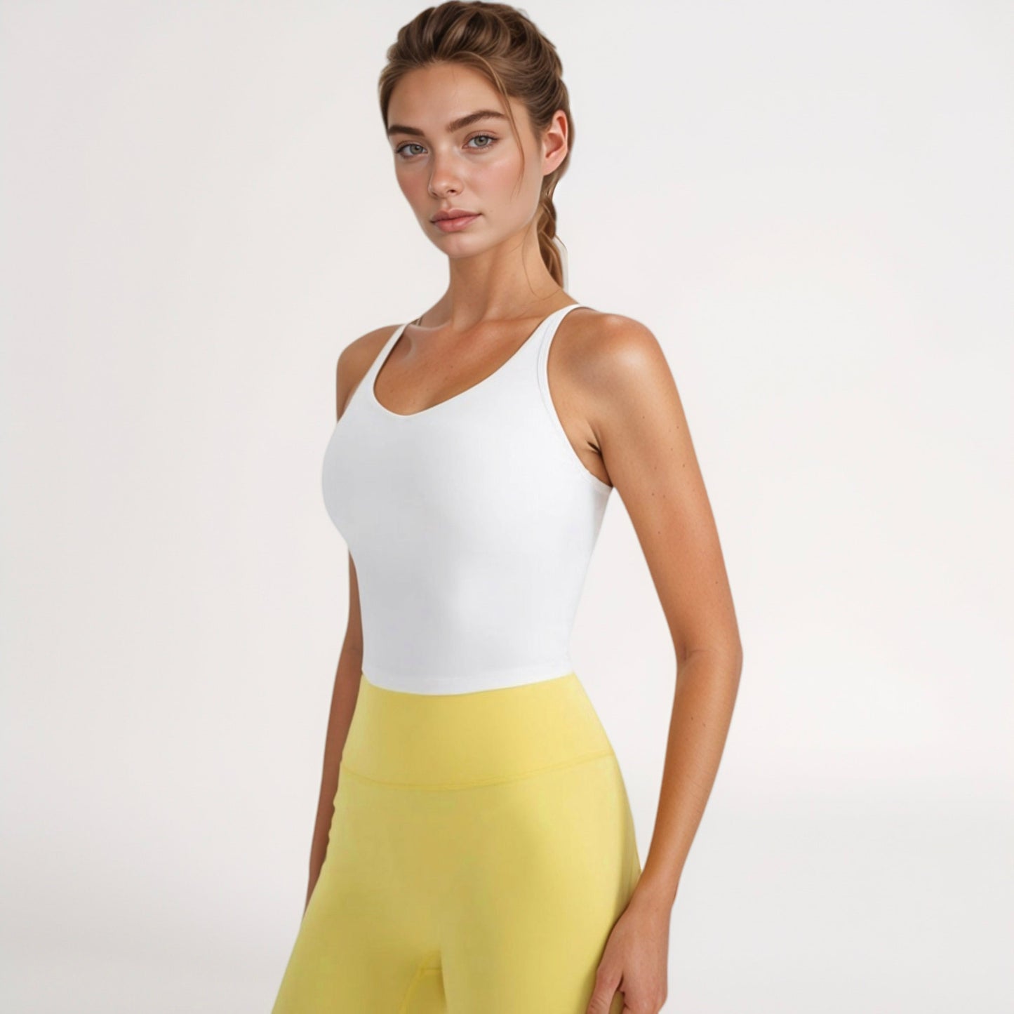 Anna-Kaci Active Women's V-Neck Cropped Tank Top with Spaghetti Straps and Built-In Bra for Yoga and Everyday Comfort