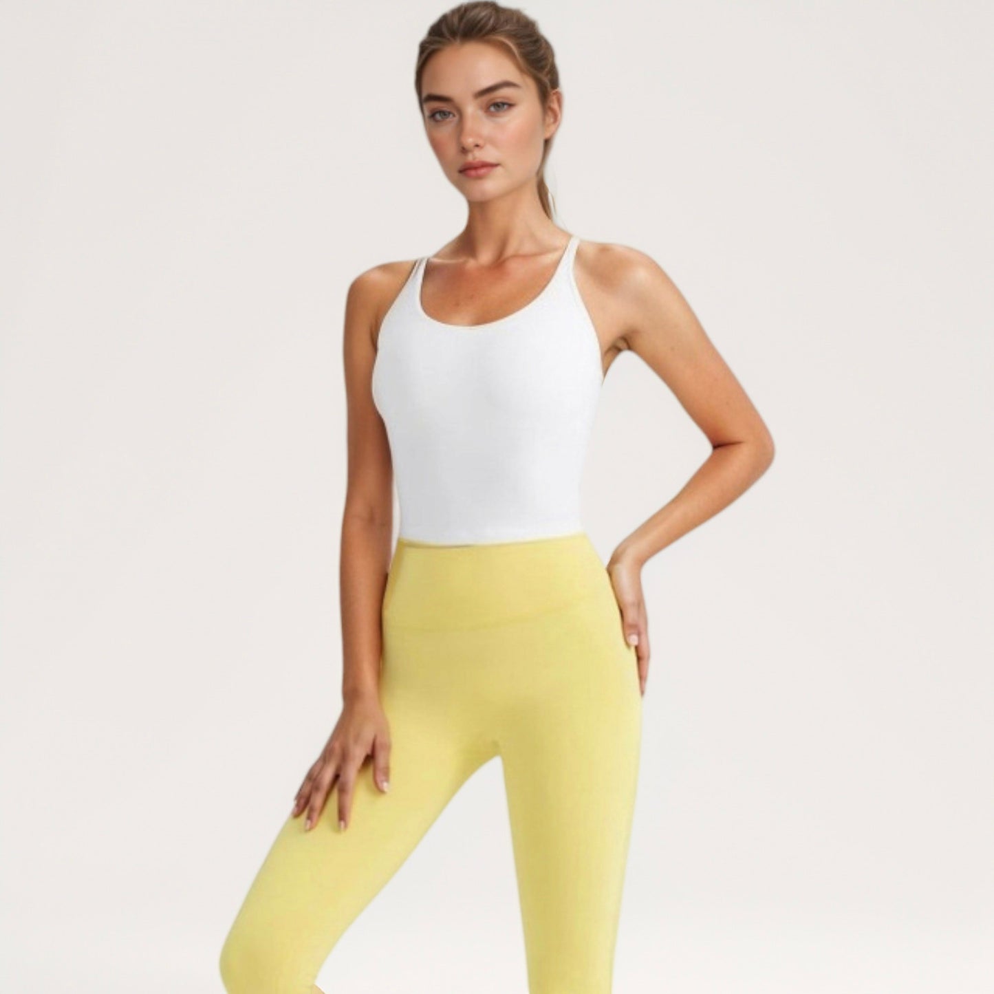 Anna-Kaci Active Women's V-Neck Cropped Tank Top with Spaghetti Straps and Built-In Bra for Yoga and Everyday Comfort