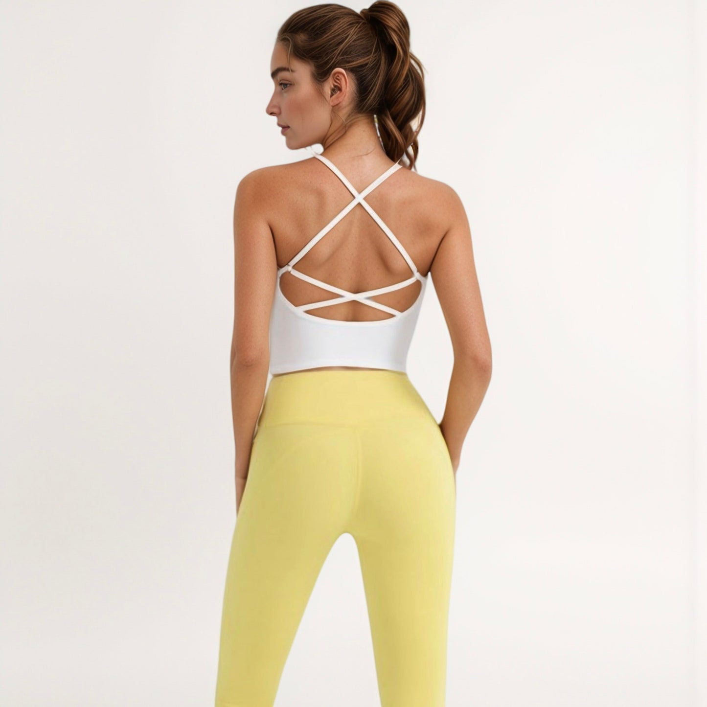 Anna-Kaci Active Women's V-Neck Cropped Tank Top with Spaghetti Straps and Built-In Bra for Yoga and Everyday Comfort