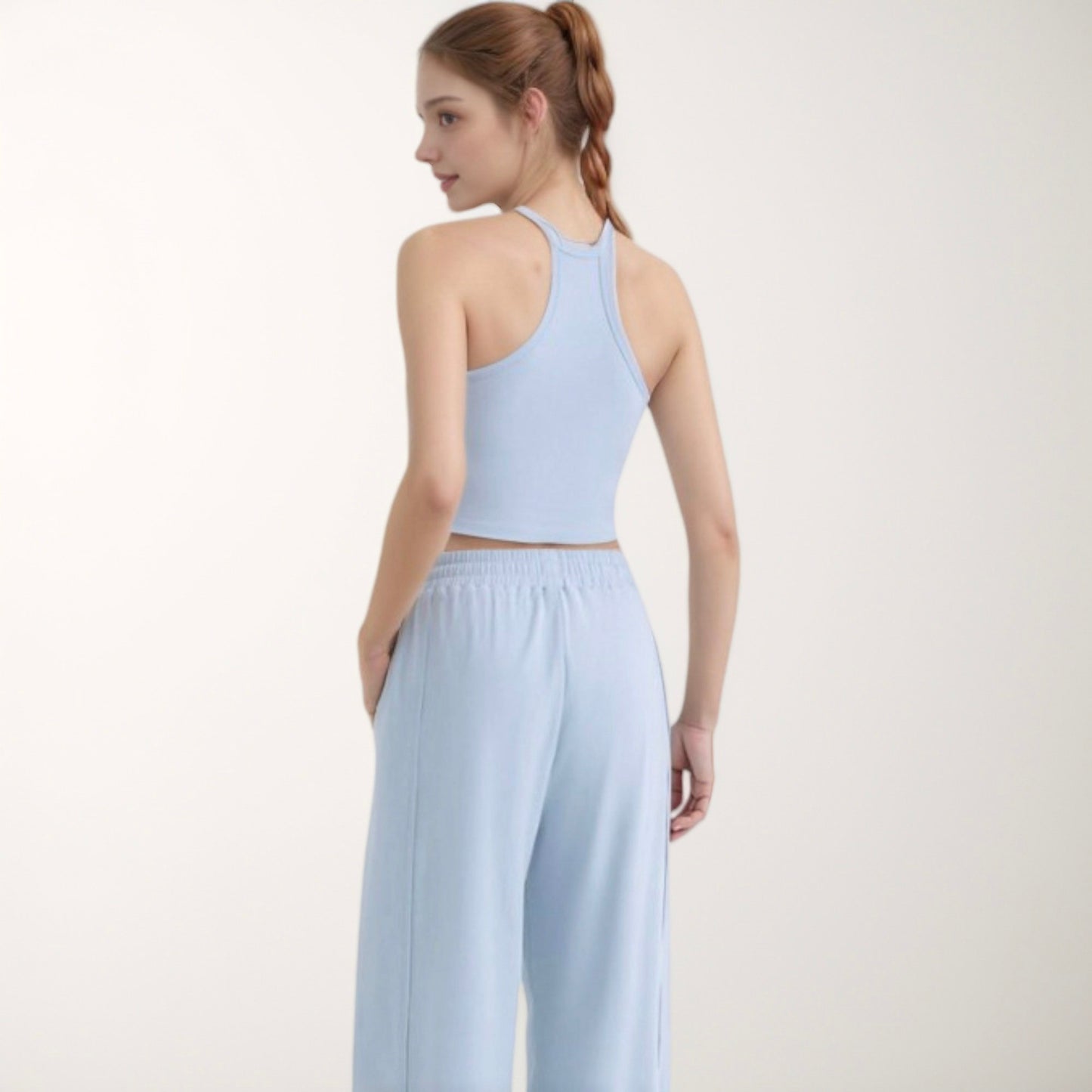 Anna-Kaci Active Women's High Neck Cropped Tank Top with Racer Style Straps and Seamless Fit for Active and Casual Wear