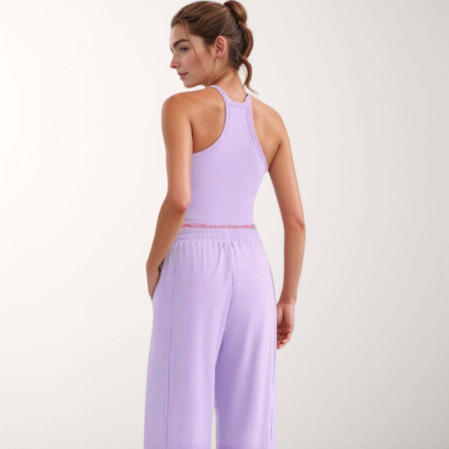 Anna-Kaci Active Women's High Neck Cropped Tank Top with Racer Style Straps and Seamless Fit for Active and Casual Wear