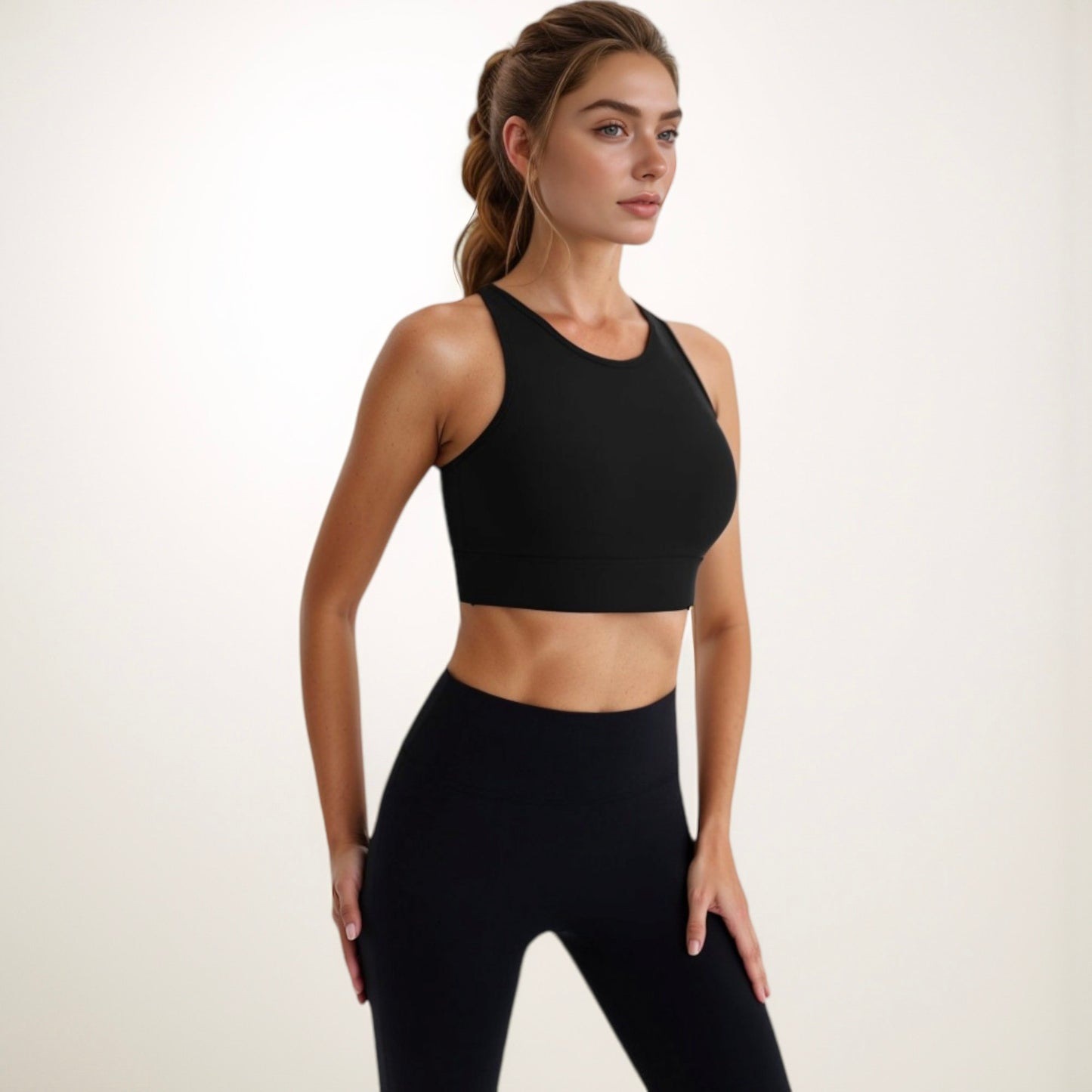 Anna-Kaci Active Women's Sports Bra with Double Strap Detail and Wide Hem Band for Medium Support