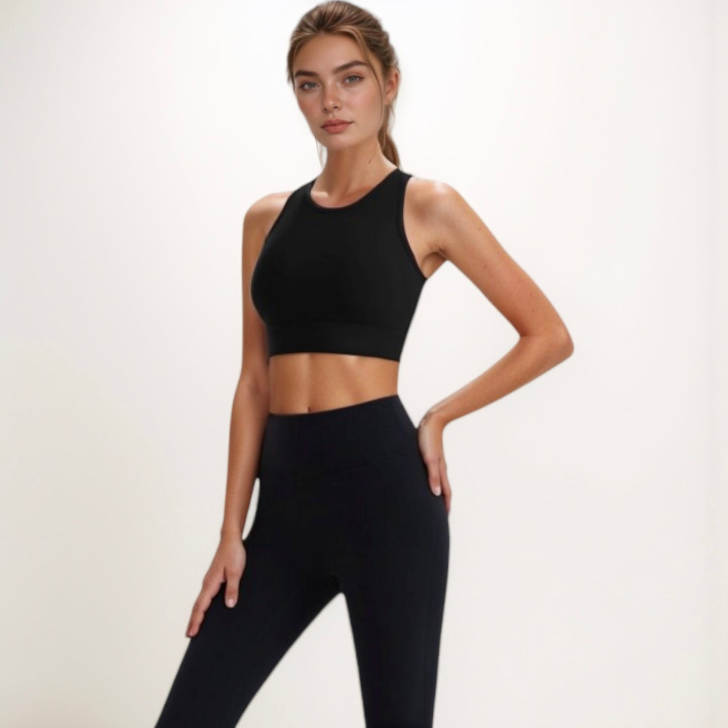 Anna-Kaci Active Women's Sports Bra with Double Strap Detail and Wide Hem Band for Medium Support